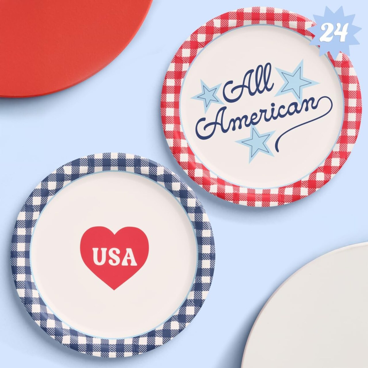 All American USA Paper Plates | 24 pcs, 9" | 4th of July Tableware